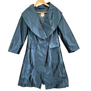 PAUW Amsterdam 100% Silk Iridescent‎ Blue Shawl Collar Coat (2) Medium